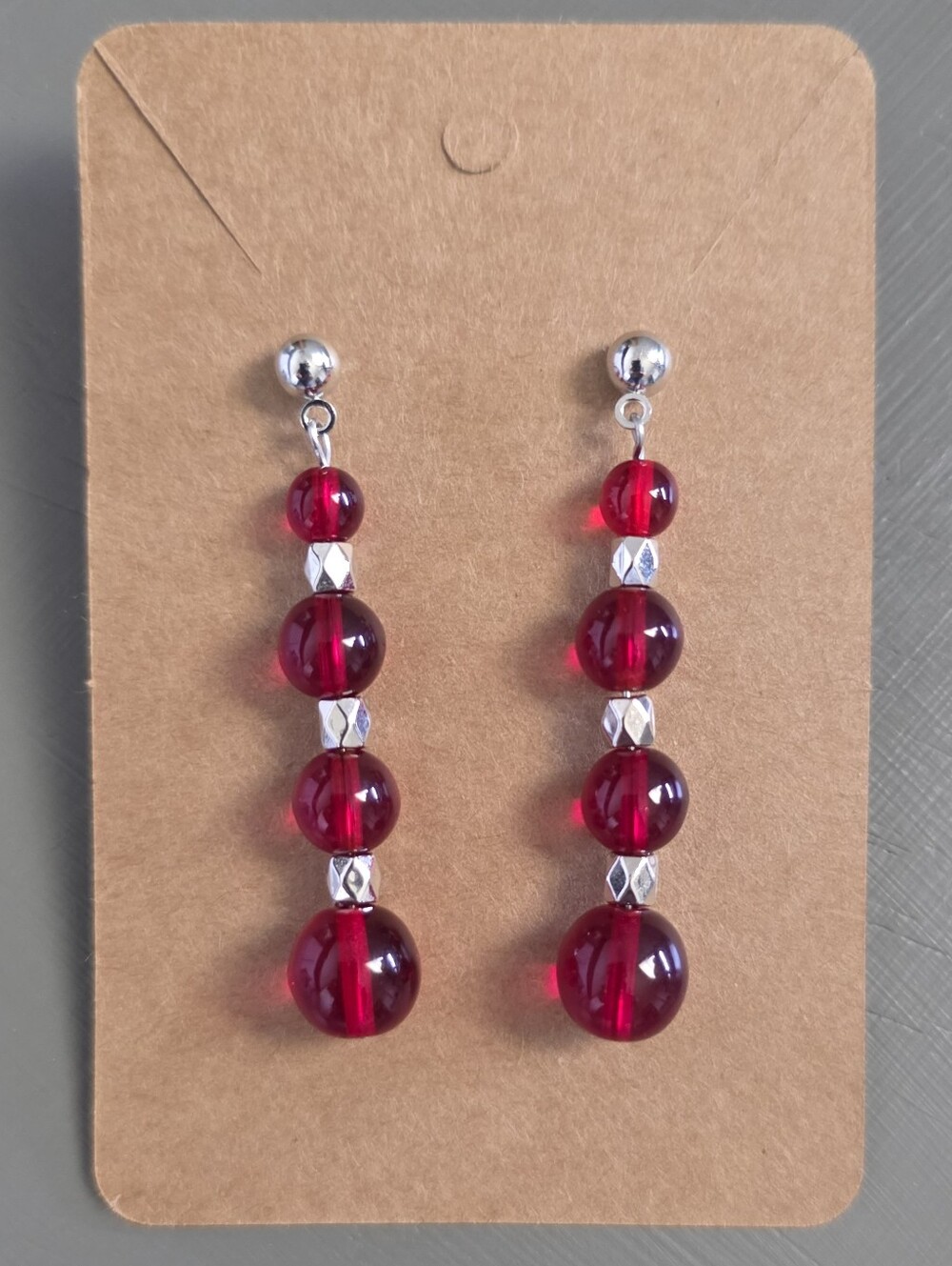 Red Bead Drop Earrings - Lightweight Women Jewelry
